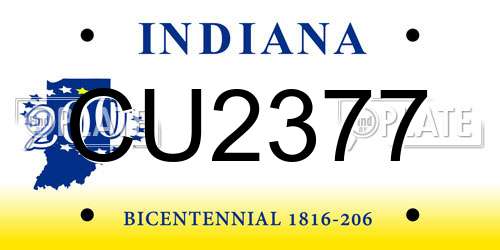 CU2377 Indiana License Plate