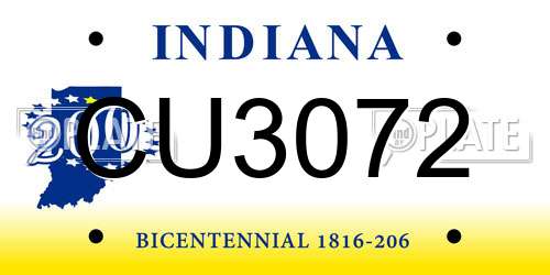 CU3072 Indiana License Plate