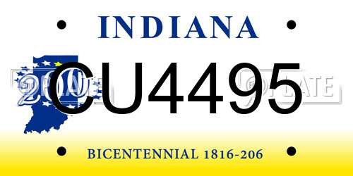 CU4495 Indiana License Plate
