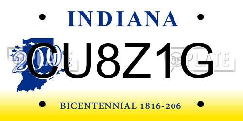 CU8Z1G Indiana License Plate