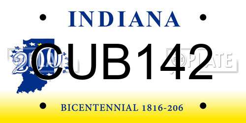 CUB142 Indiana License Plate