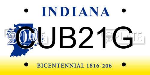 CUB21G Indiana License Plate