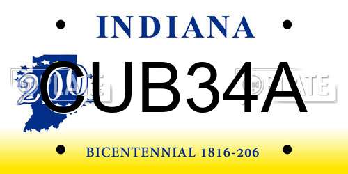 CUB34A Indiana License Plate