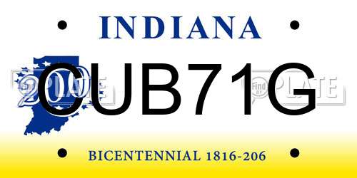 CUB71G Indiana License Plate