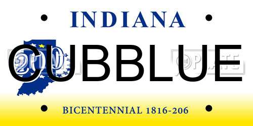 CUBBLUE Indiana License Plate