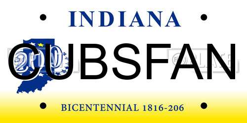 CUBSFAN Indiana License Plate