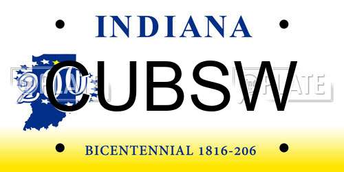 CUBSW Indiana License Plate