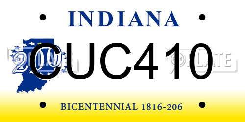 CUC410 Indiana License Plate