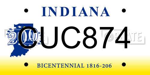 CUC874 Indiana License Plate