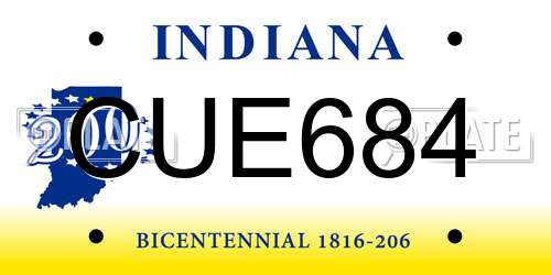 CUE684 Indiana License Plate
