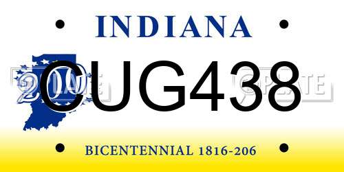 CUG438 Indiana License Plate