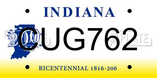 CUG762 Indiana License Plate