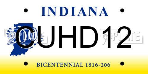 CUHD12 Indiana License Plate