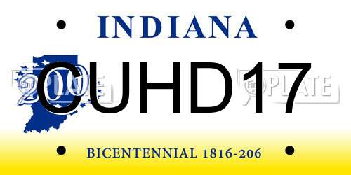 CUHD17 Indiana License Plate