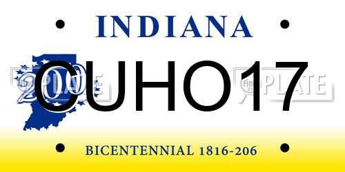 CUHO17 Indiana License Plate