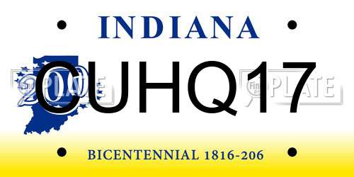 CUHQ17 Indiana License Plate