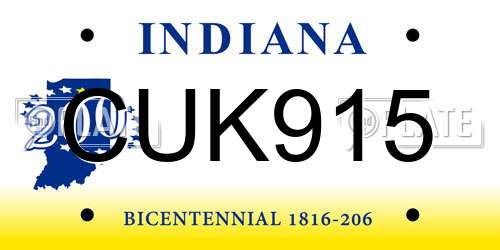 CUK915 Indiana License Plate