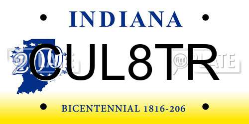 CUL8TR Indiana License Plate