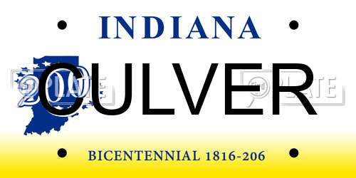 CULVER Indiana License Plate