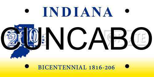 CUNCABO Indiana License Plate