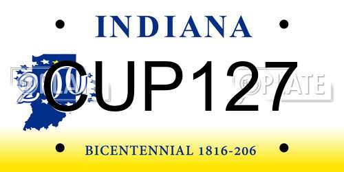 CUP127 Indiana License Plate