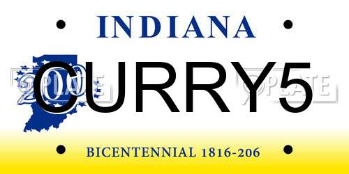 CURRY5 Indiana License Plate