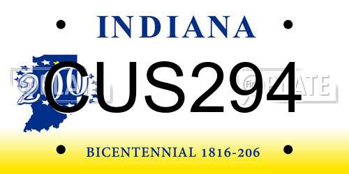 CUS294 Indiana License Plate