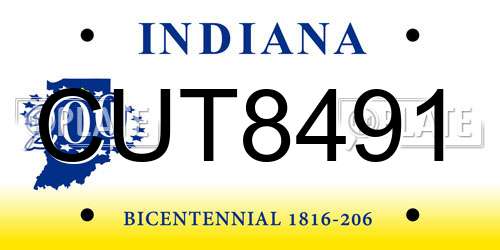 CUT8491 Indiana License Plate