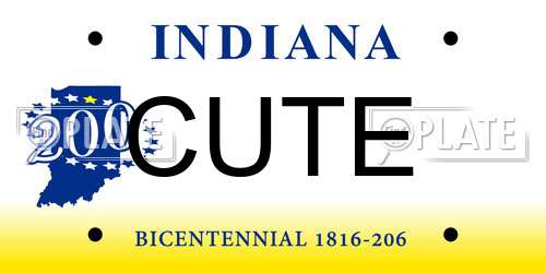 CUTE Indiana License Plate