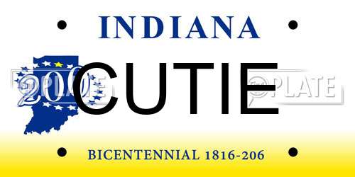 CUTIE Indiana License Plate