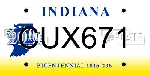 CUX671 Indiana License Plate