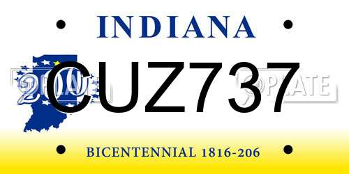 CUZ737 Indiana License Plate