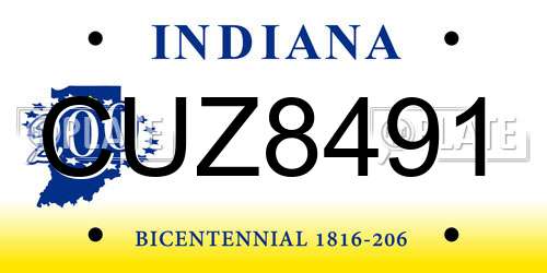 CUZ8491 Indiana License Plate