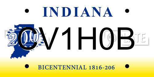 CV1H0B Indiana License Plate