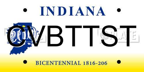 CVBTTST Indiana License Plate
