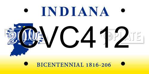 CVC412 Indiana License Plate