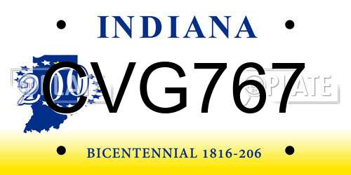 CVG767 Indiana License Plate