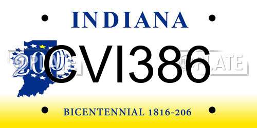 CVI386 Indiana License Plate
