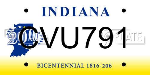 CVU791 Indiana License Plate