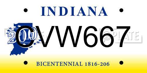 CVW667 Indiana License Plate