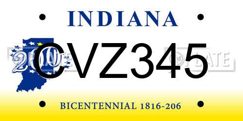 CVZ345 Indiana License Plate