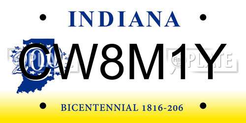 CW8M1Y Indiana License Plate