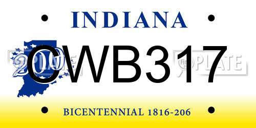 CWB317 Indiana License Plate