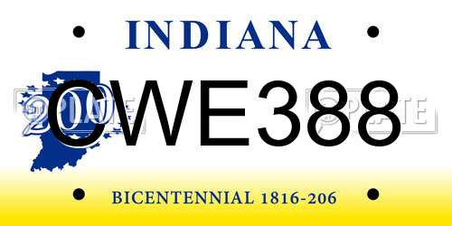 CWE388 Indiana License Plate