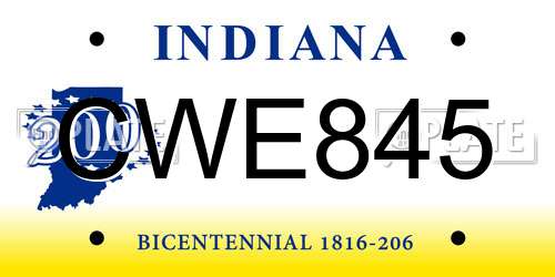 CWE845 Indiana License Plate