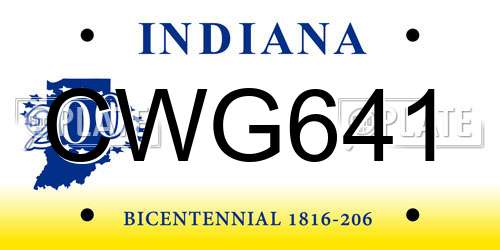 CWG641 Indiana License Plate