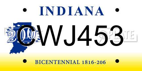 CWJ453 Indiana License Plate