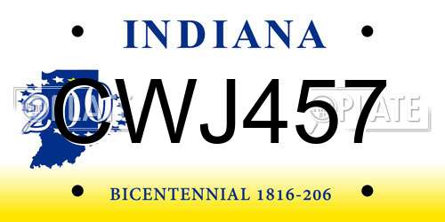 CWJ457 Indiana License Plate