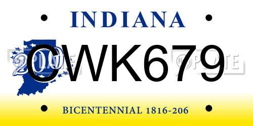 CWK679 Indiana License Plate