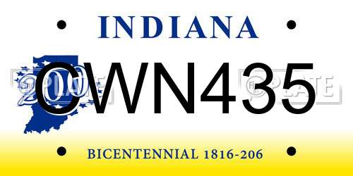 CWN435 Indiana License Plate